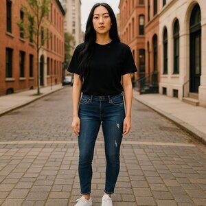 KUT From The Kloth Womens Sz 0 Medium Wash Blue Distressed Boyfriend Denim Jeans